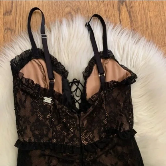 For Love And Lemons Gracie Dress, Black Lace Midi Dress With Tie Up Bust Size S - Picture 5 of 8